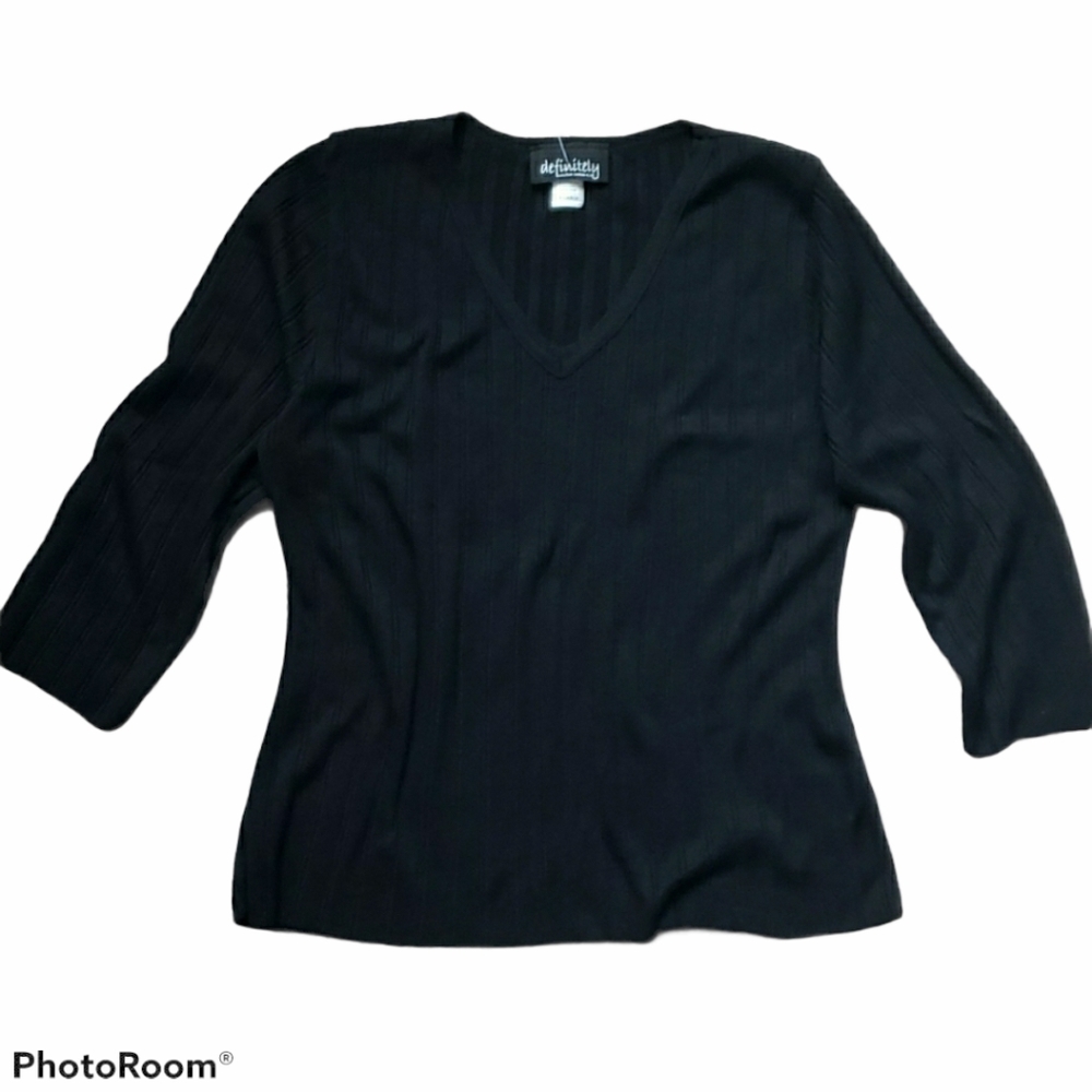 DEFINITELY | Black V-Neck Light Weight Sweater -XL